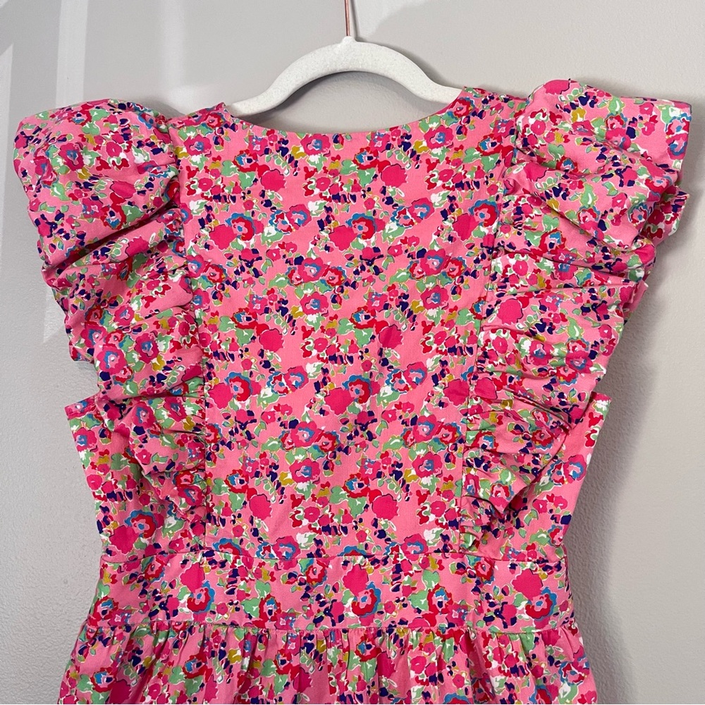 Crosby by Mollie Burch Holcomb Tiered Ruffle Mini Dress Bougainvillea Floral XXS - Picture 9 of 10